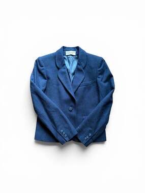 Evan-Picone Petites Vintage 100% Pure Wool Navy Blue Blazer